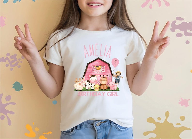 Farm Birthday Gril Shirt, Birthday Barnyard T-Shirt, Farmhouse Birthday Tee, Farm Animal Shirt, Birthday Girl Toddler Sweater, Farm Girl Tee