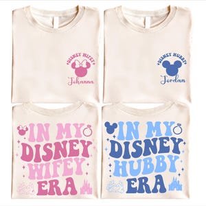 In My Disney Wifey Hubby Era Shirt, Disney Honeymoon T-Shirt, Disney Wedding Sweatshirt, Mickey Minnie Bride Groom Tee, Just Married Sweater