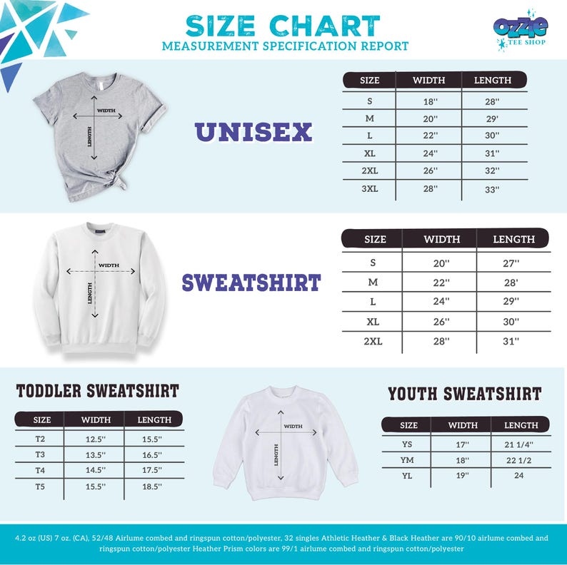the size chart for a long sleeved t - shirt