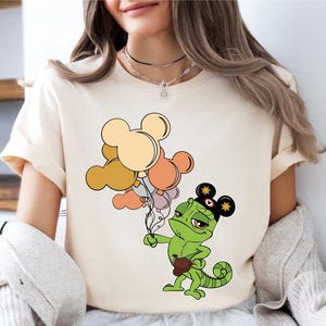 Disney Tangled Pascal Shirt, Pascal With Mickey Balloons T-Shirt, Disney Pascal Shirt, Disney Rapunzel Sweatshirt, Disneyland Trip Sweater