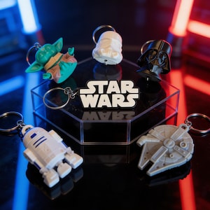 Set van 06 Galactic Saga-sleutelhanger – op sciencefiction geïnspireerde iconen – Handgemaakte geekbedels – Ruimtecadeau – 6-delige collectie