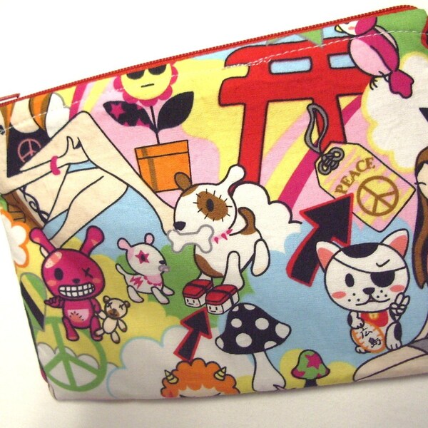 medium zipper pouch - Tomodachi in Rainbow Land