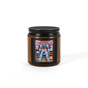 Robot Gundam Candle | Amber Jar Soy Candle image 6