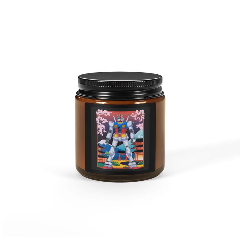 Robot Gundam Candle | Amber Jar Soy Candle image 6