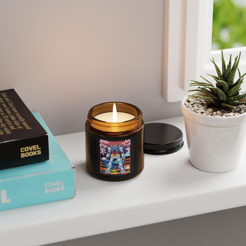 Robot Gundam Candle | Amber Jar Soy Candle image 2