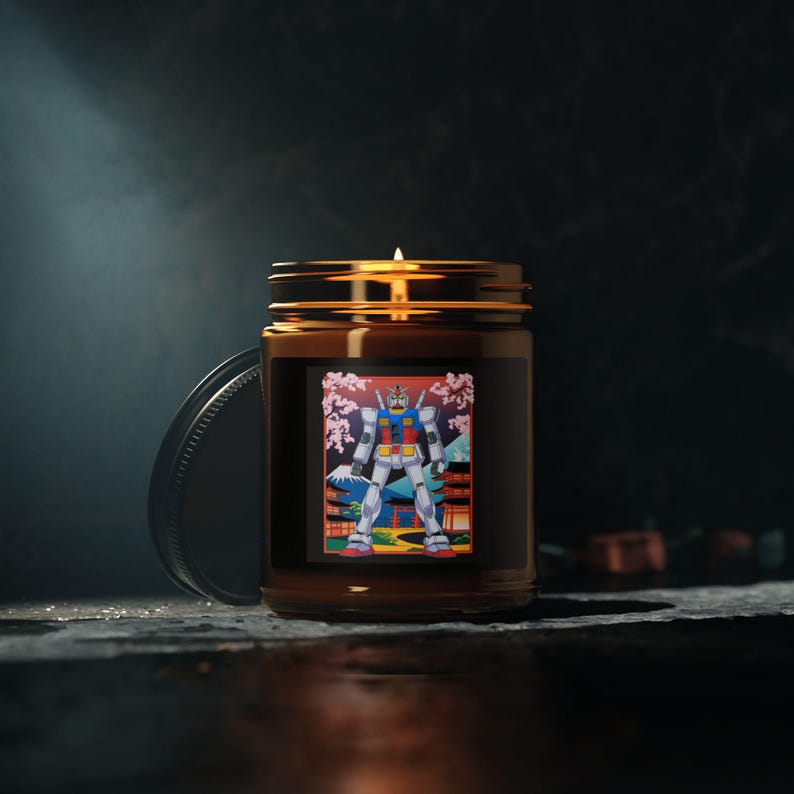 Robot Gundam Candle | Amber Jar Soy Candle image 5