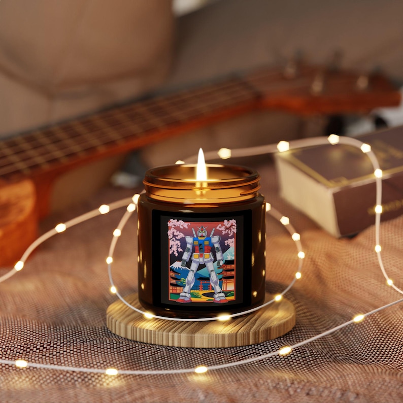 Robot Gundam Candle | Amber Jar Soy Candle image 1