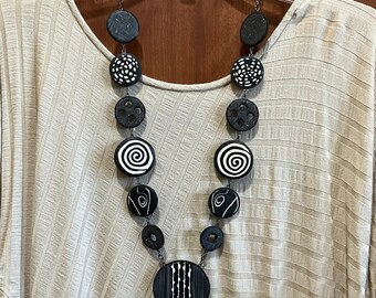 Black and White Handmade Necklace, Eclectic Necklace Jewelry