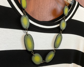 Oval Avocado Color Handmade Necklace, Everyday Jewelry