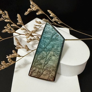 Textured Blue Gradient Brooch Handmade Polymer Clay Pin