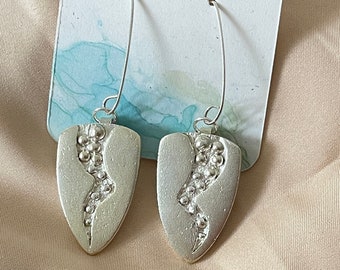 Solid Fine Silver Rock River Earrings, Pure Silver Dangle Earrings