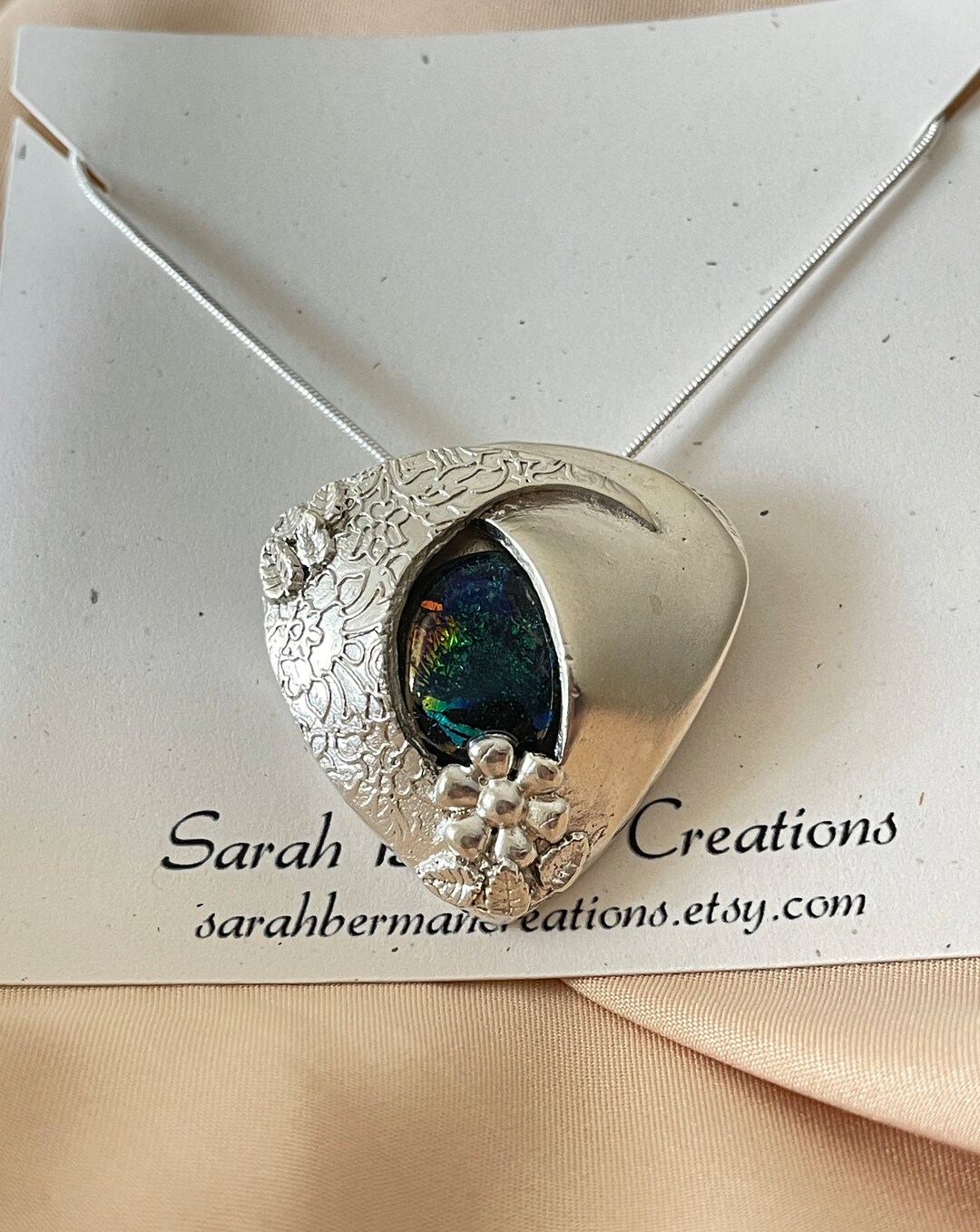 Fine Silver .999 Pure Silver Pendant Dichroic Gem Pendant Etsy
