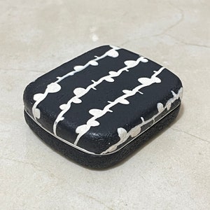 Covered Metal Tin Black and White Pill Box Polymer Clay Bubble Curtain Tin Box