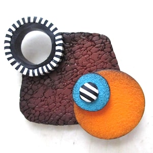 Modern Polymer Clay Brooch Handmade Abstract Design Jewelry