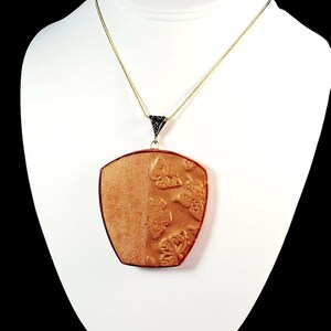 Gold Color Butterfly Effect Necklace  Handmade Polymer Clay Pendant with Gold Chain