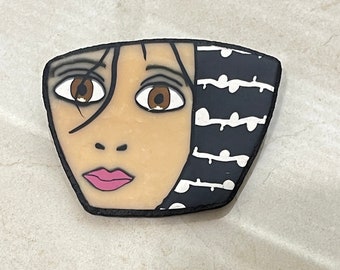 Sweet Girl Face Polymer Clay Brooch/Pin