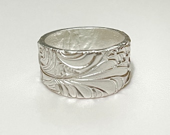 Silver Ring, Unique Leaves Delicate  Ring