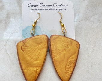 Handmade Gold Gingko Leaves Polymer Clay Earrings