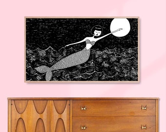 Mermaid // Fairy tale, storybook // Frame TV Art, Samsung Frame TV Art, Digital Download