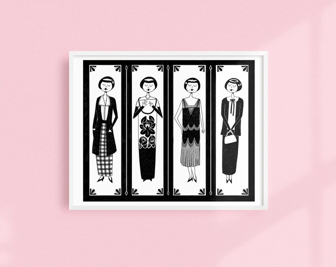 Fashion Plates // Art Deco Black and White Flapper 1920s // Printable ...