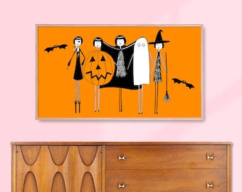 Flapper Halloween // Cute Halloween art // Frame TV Art, Samsung Frame TV Art, Digital Download