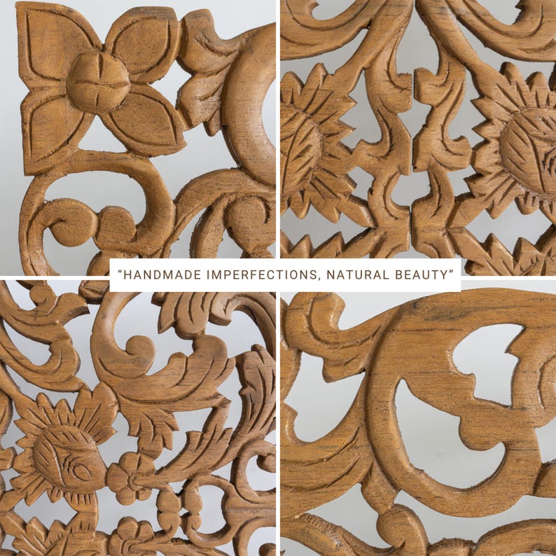 Large Decorative Wood Wall Panel, Queen Headboard 60x30" Carved Teak ...