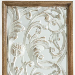 White Wood Wall Panel Carved Teak Vine Pattern, Farmhouse Wall Art ...