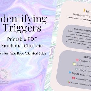Identifying Triggers Workbook PDF | Emotional Awareness Worksheet | Trauma Healing | Self Reflection Journal | Therapy Tools