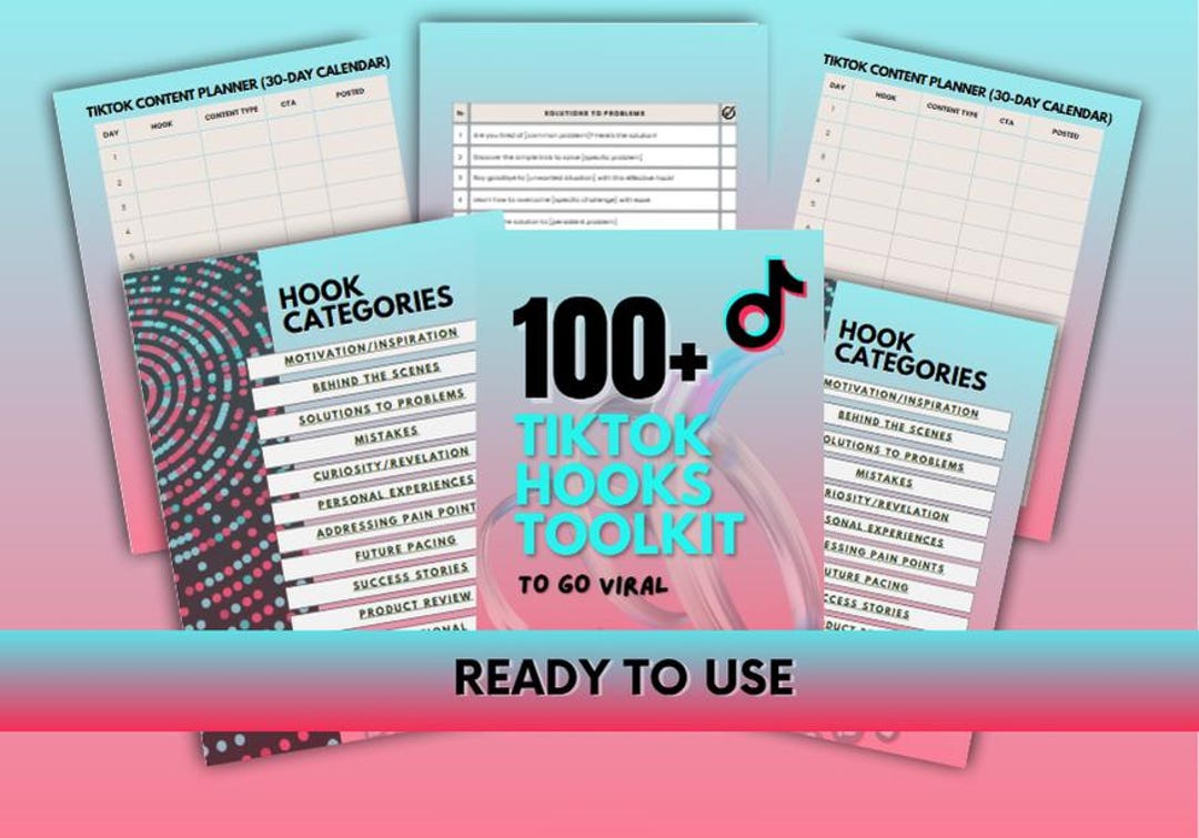 Viral Tiktok Hooks Template Content Ideas for Creators (digital