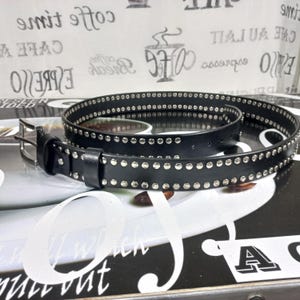 Biker Belt.Leather Belt Punk Rock.Leather Belt Eyelets Rivets Unisex.large leather belt.Black Leather Belt1.5&quot;.Gift Belt.