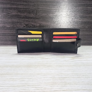 Cartera de cuero. Cartera de cuero para hombre. Cartera para hombre. Regalo para hombre. Cartera hecha a mano. Regalo para novio. Cartera grande. Cartera negra. Cartera de cuero plena flor.