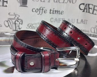 Leather belt.Gift belt.Full Grain Leather Belt.Premium leather belt.Leather belt 1,5".Burgundy Leather belt.Mens leather belt.Womens Belt