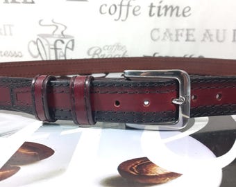 Leather belt.Gift belt.Full Grain Leather Belt.Premium leather belt.Leather belt 1,5".Burgundy Leather belt.Mens leather belt.Womens Belt