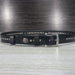 Biker Belt.Leather Belt Punk Rock.Leather Belt Eyelets Rivets Unisex.large leather belt.Black Leather Belt1.5&quot;.Gift Belt.
