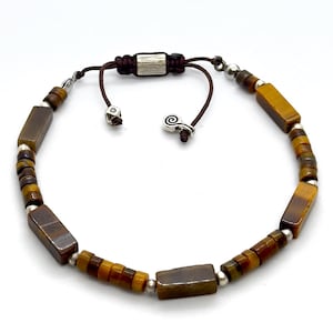 Minimalistische tijgeroog natuursteen verzilverde verstelbare armband Details Cadeau voor hem Express gratis verzending geschenkdoos Boho Power-sieraden