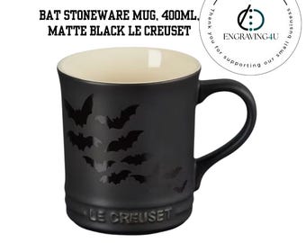 Taza de murciélago inspirada en gres negro mate, 400 ml, para café, té, Halloween, decoración gótica para cocina, regalo espeluznante, Le Creuset