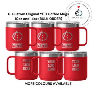 6 YETI Rambler personalizado 10oz, caneca empilhável para pedidos em grandes quantidades com tampa MagSlider, presente personalizado para funcionários, xícara de café com logotipo corporativo