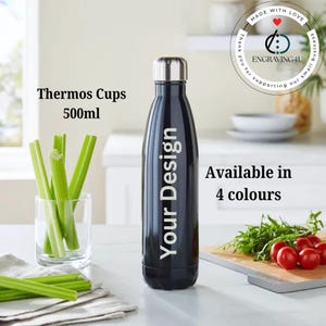 Personalised 500ml Stainless Steel Water Flask Custom Name or Design Leakproof Hot Cold Beverage Thermos Ideal for Travel Gym Outdoors Gifts