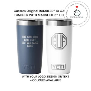 Caneca térmica personalizada YETI Rambler de 10 oz com tampa MagSlider, presente personalizado para ele ou ela, adicione nome ou logotipo gravado, caneca de café de aniversário