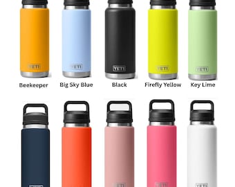 Custom Engraved YETI 26 oz Rambler Bottle Chug with Name Logo or Text laser engraving personalised drinkware flask for gym football reusable