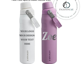 Custom Engraved Stanley IceFlow 0.6L Personalised Water Bottle with Logo or Name Leakproof Stainless Steel Perfect Gift for Him or Her