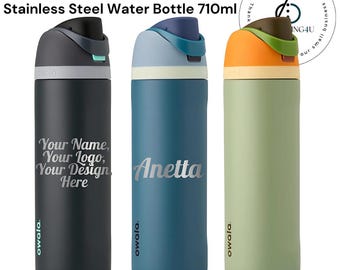 Garrafa de água térmica Owala FreeSip de aço inoxidável personalizada com logotipo ou nome gravado, presente de aniversário para ele ou ela