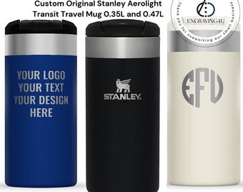 Taza de viaje Stanley Aerolight Transit personalizada. Regalo ideal para él o ella. Añade nombre o logotipo grabado. Taza de café. Regalo de cumpleaños o corporativo.