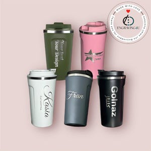 Botella de agua de acero inoxidable personalizada, taza de café aislada al vacío reutilizable de 380 ml y 510 ml, para viajes, deportes, fitness, regalos duraderos