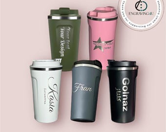 Botella de agua de acero inoxidable personalizada, 380 ml, 510 ml, taza de café aislada, reutilizable, al vacío, para viajes, deportes, fitness, regalos duraderos.