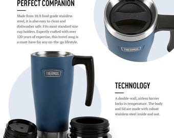 16-oz-stainless-steel-insulated-double-wall-travel-coffee-tea-mug-cup-thermo Greens Steel Reusable Coffee Cup with Lid and Handle - Stainless Steel Insulated Coffee Mug for Hot & Cold Drinks - Ideal Travel Mugs main image 1