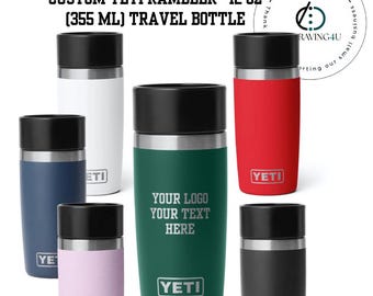 Anpassad Yeti Rambler 12oz reseflaska Personlig isolerad kaffekopp Graverat namn eller logotyp Läckagesäker termos Present till honom eller henne