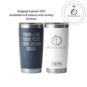 Caneca Rambler YETI personalizada de 20 onças com tampa MagSlider, presente personalizado para ele ou ela, adicione nome, logotipo e caneca de café gravada, presente corporativo de aniversário
