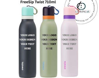 Custom Engraved Owala FreeSip Twist Water Bottle 710ml Personalized Name or Logo Stainless Steel Insulated Sports Bottle with Straw Flask