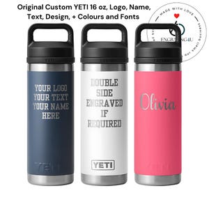 Custom YETI Rambler 26 oz Water Bottle Personalised Gift for Him or Her Add Name or Logo Engraved Coffee Cup Birthday Corporate Gift Flask